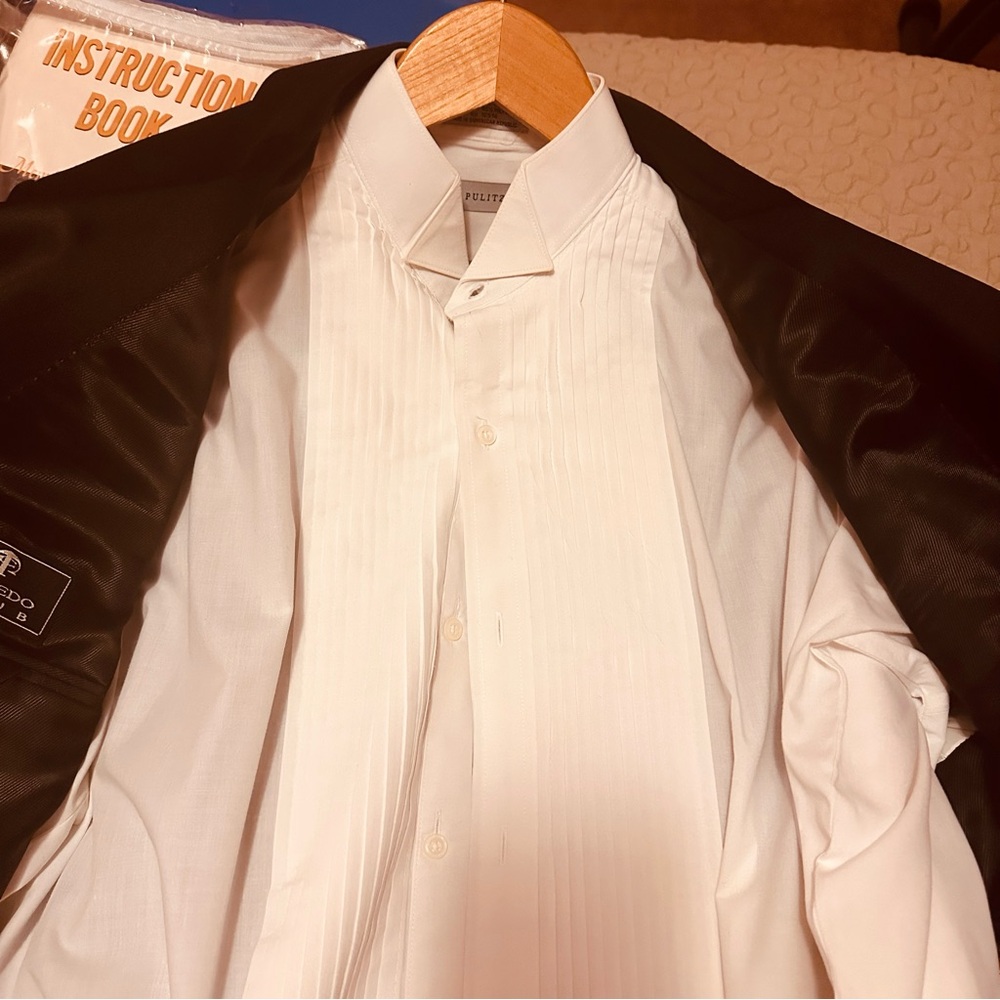 Men’s  Wool Tuxedo Black with satin strip - Picture 7 of 9